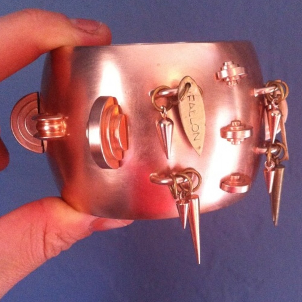 FALLON Deco Rose Gold Spike Bangle Chunky Bracelet